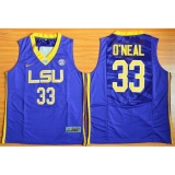 LSU Tigers #33 Shaquille O'Neal Purple Basketball Stitched NCAA Jersey