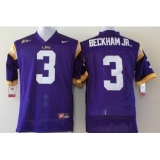 Youth LSU Tigers #3 Odell Beckham Jr Purple Stitched NCAA Jersey