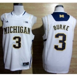 Adidas Michigan Wolverines Trey Burke 3 Big 10 Patch Basketball Authentic Jerseys - White