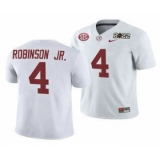 Men's Alabama Crimson Tide #4 Brian Robinson Jr 2022 Patch White College Football Stitched Jersey