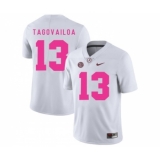 Alabama Crimson Tide 13 Tua Tagovailoa White 2018 Breast Cancer Awareness College Football Jersey