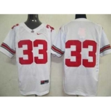 Buckeyes #33 White Embroidered NCAA Jersey
