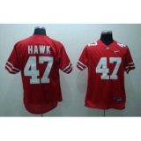 Buckeyes #47 A. J. Hawk Red Embroidered NCAA Jersey