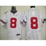 Buckeyes #8 White Embroidered NCAA Jersey