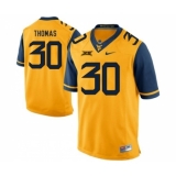 West Virginia Mountaineers 30 J.T. Thomas Gold College Football Jersey