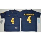 Youth Michigan Wolverines #4 Jim Harbaugh Navy Blue Jordan Brand Stitched NCAA Jersey