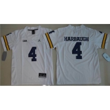 Youth Michigan Wolverines #4 Jim Harbaugh White Jordan Brand Stitched NCAA Jersey