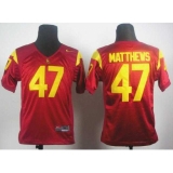 Youth NCAA Trojans 47 Clay Matthews Red Embroidered Jerseys