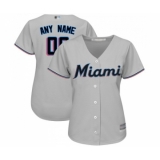 Women's Miami Marlins Customized Replica Grey Road Cool Base Baseball Jersey