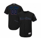 Men's Miami Marlins Customized Black Alternate Flex Base Authentic Collection Baseball Jersey