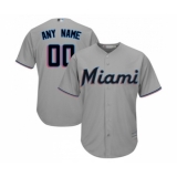 Men's Miami Marlins Customized Replica Grey Road Cool Base Baseball Jersey