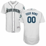 Men's Seattle Mariners Majestic Home White Flex Base Authentic Collection Custom Jersey