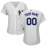Women's New York Yankees Majestic White/Navy Home Cool Base Custom Jersey