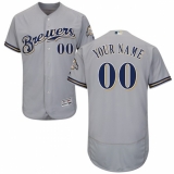 Men's Milwaukee Brewers Majestic Road Gray Flex Base Authentic Collection Custom Jersey