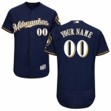 Men's Milwaukee Brewers Majestic Alternate Road Navy Flex Base Authentic Collection Custom Jersey
