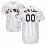 Men's Milwaukee Brewers Majestic Alternate White/Royal Flex Base Authentic Collection Custom Jersey