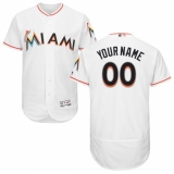Men's Miami Marlins Majestic Home White Flex Base Authentic Collection Custom Jersey