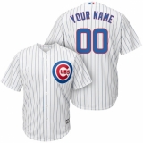 Men's Chicago Cubs Majestic White/Royal Cool Base Custom Jersey