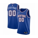 Men's New York Knicks Customized Authentic Blue Basketball Jersey - Statement Edition