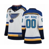 Women's St. Louis Blues Customized Fanatics Branded White Away Breakaway 2019 Stanley Cup Champions Hockey Jersey