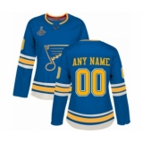 Women's St. Louis Blues Customized Authentic Navy Blue Alternate 2019 Stanley Cup Champions Hockey Jersey