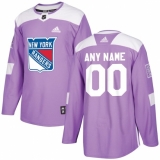 Men's New York Rangers adidas Purple Hockey Fights Cancer Custom Practice Jersey