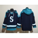 Men's Seattle Mariners Blank Navy Lace-Up Pullover Hoodie