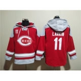 Men's Cincinnati Reds #11 Barry Larkin Red Ageless Must-Have Lace-Up Pullover Hoodie