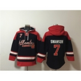 Men's Atlanta Braves #7 Dansby Swanson Navy Red Ageless Must-Have Lace-Up Pullover Hoodie