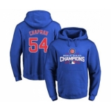 Cubs #54 Aroldis Chapman Blue 2016 World Series Champions Pullover MLB Hoodie