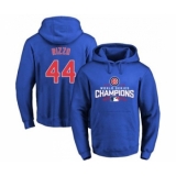 Cubs #44 Anthony Rizzo Blue 2016 World Series Champions Pullover MLB Hoodie