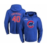 Cubs #40 Willson Contreras Blue 2016 World Series Champions Primary Logo Pullover MLB Hoodie