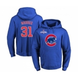 Cubs #31 Greg Maddux Blue 2016 World Series Champions Primary Logo Pullover MLB Hoodie