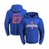 Cubs #27 Addison Russell Blue 2016 World Series Champions Pullover MLB Hoodie
