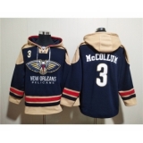 Men's New Orleans Pelicans #3 CJ McCollum Navy Ageless Must-Have Lace-Up Pullover Hoodie