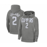 Men's Los Angeles Clippers #2 Kawhi Leonard 2021 Gray Pullover Basketball Hoodie