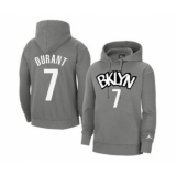 Men's Brooklyn Nets #7 Kevin Durant 2021 Grey Pullover Basketball Hoodie
