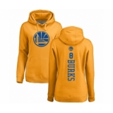 Basketball Women's Golden State Warriors #8 Alec Burks Gold One Color Backer Pullover Hoodie