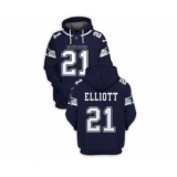 Men's Dallas Cowboys #21 Ezekiel Elliott 2021 Blue Pullover Football Hoodie