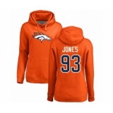 Football Women's Denver Broncos #93 Dre'Mont Jones Orange Name & Number Logo Pullover Hoodie