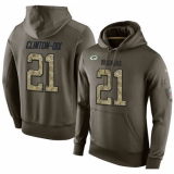 NFL Nike Green Bay Packers #21 Ha Ha Clinton-Dix Green Salute To Service Men's Pullover Hoodie