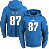 NFL Men's Nike Detroit Lions #87 Darren Fells Blue Name & Number Pullover Hoodie