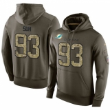 NFL Nike Miami Dolphins #93 Ndamukong Suh Green Salute To Service Men's Pullover Hoodie