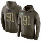 NFL Nike Miami Dolphins #91 Cameron Wake Green Salute To Service Men's Pullover Hoodie
