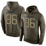 NFL Nike Los Angeles Chargers #86 Hunter Henry Green Salute To Service Men's Pullover Hoodie