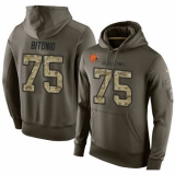 NFL Nike Cleveland Browns #75 Joel Bitonio Green Salute To Service Men's Pullover Hoodie