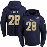 NFL Men's Nike Los Angeles Rams #28 Marshall Faulk Navy Blue Name & Number Pullover Hoodie