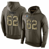 NFL Nike New England Patriots #62 Joe Thuney Green Salute To Service Men's Pullover Hoodie