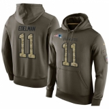 NFL Nike New England Patriots #11 Julian Edelman Green Salute To Service Men's Pullover Hoodie