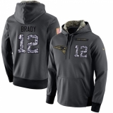 NFL Nike New England Patriots #12 Tom Brady Stitched Black Anthracite Salute to Service Player Performance Hoodie